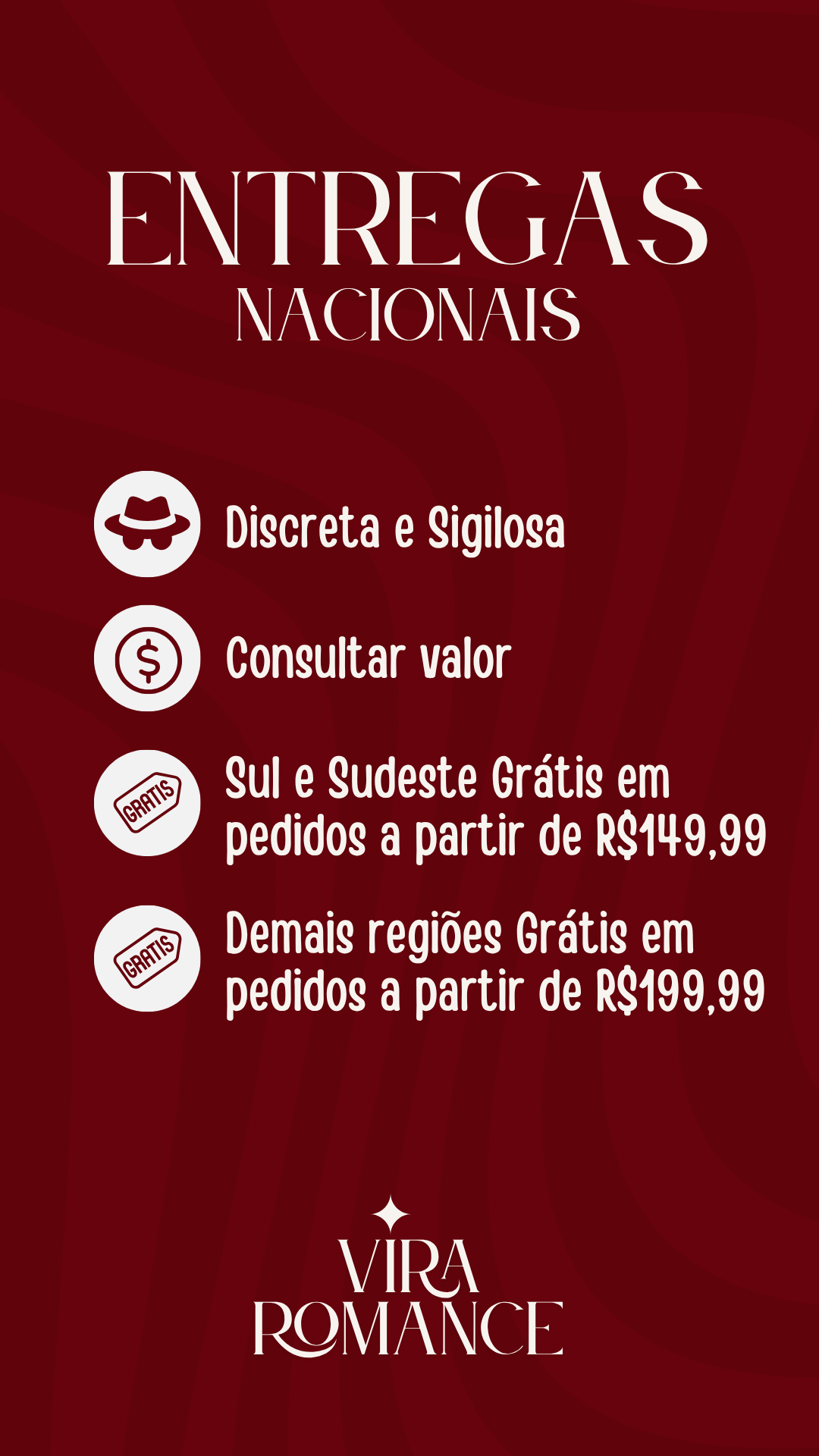 Regras de entrega para todo o Brasil